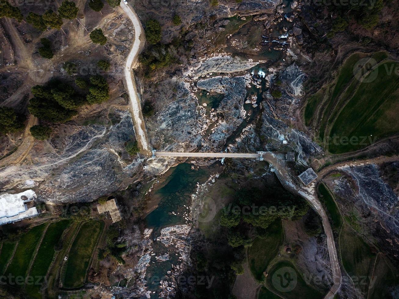 An aerial shot of a bridge in Kashmir. photo