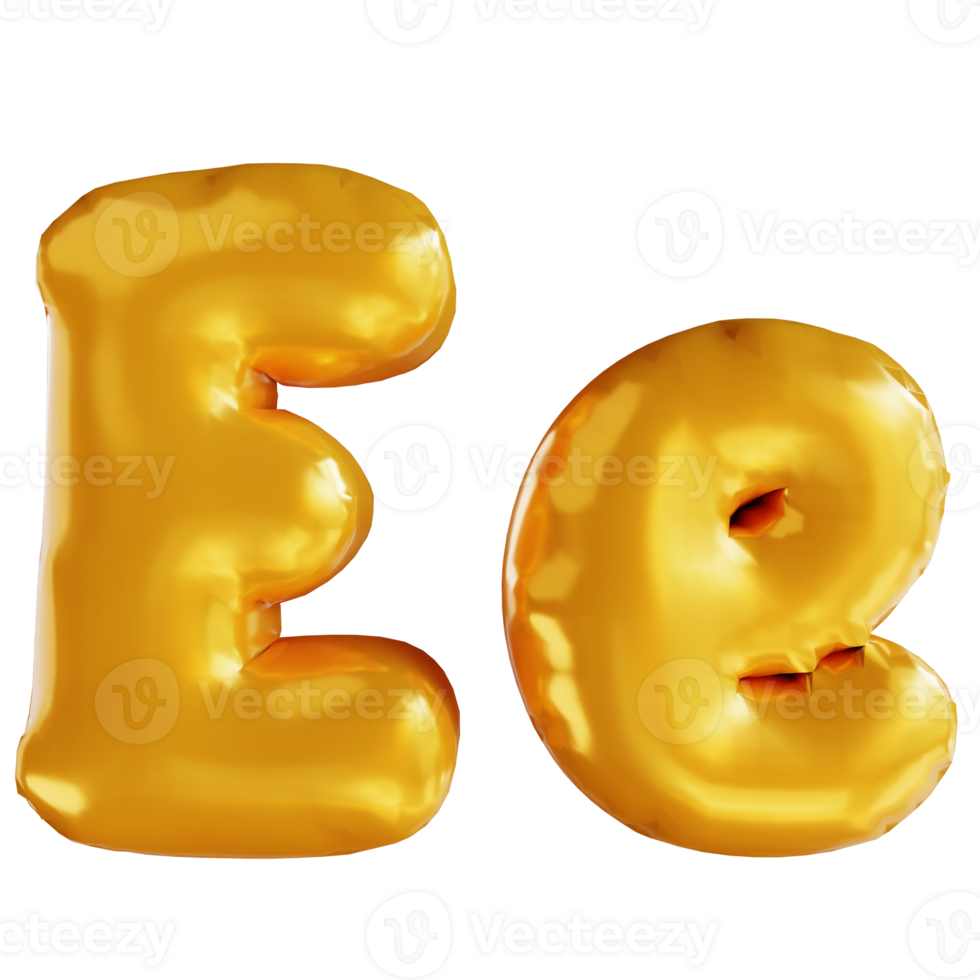 3d illustration balloon alphabet E png