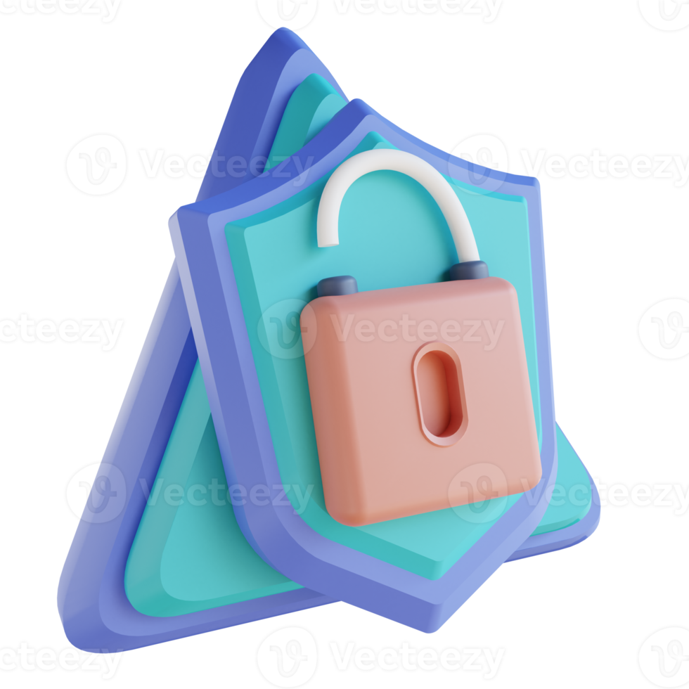 3D illustration protect security unlock png