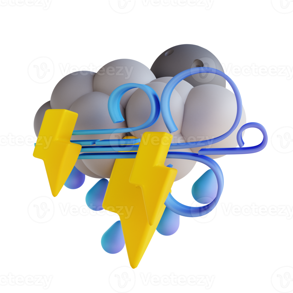 3D-Darstellung Stürmischer Regenblitz png