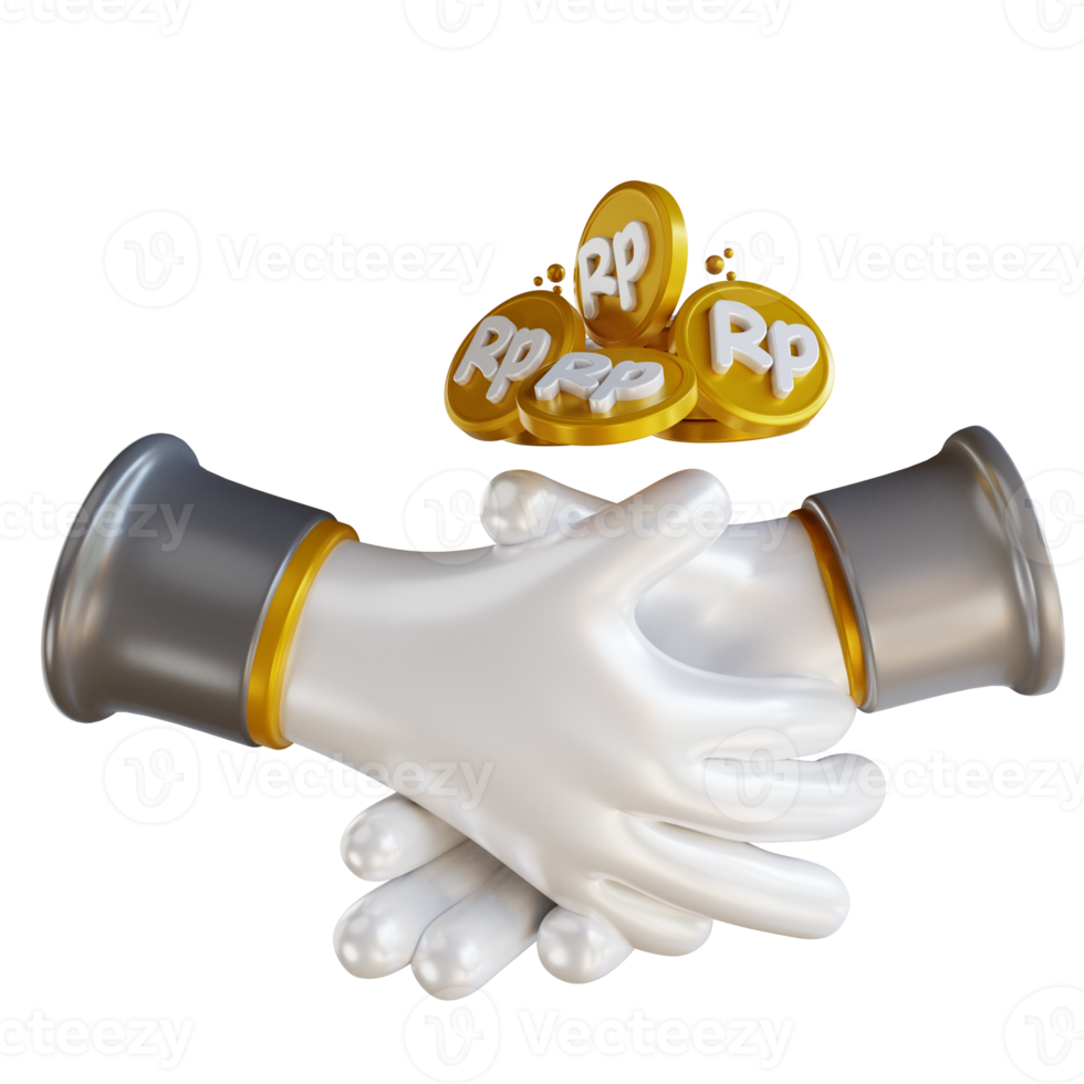3D illustration handshake and Indonesian coins png