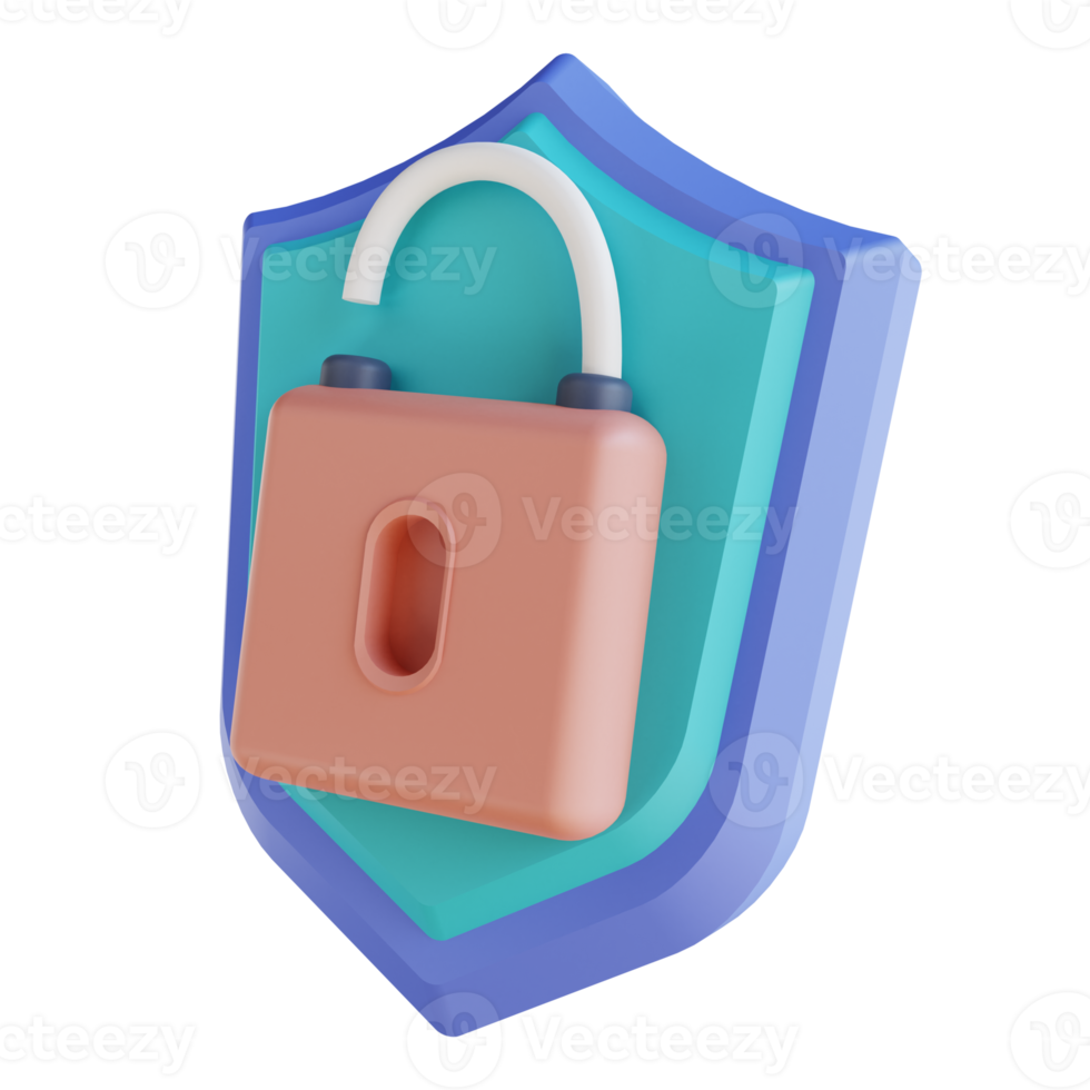 3D illustration security unlock png