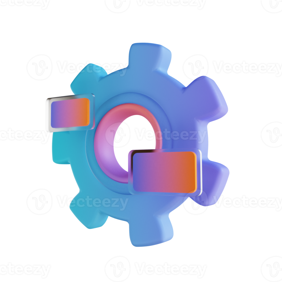 3D illustration colorful gear setting png