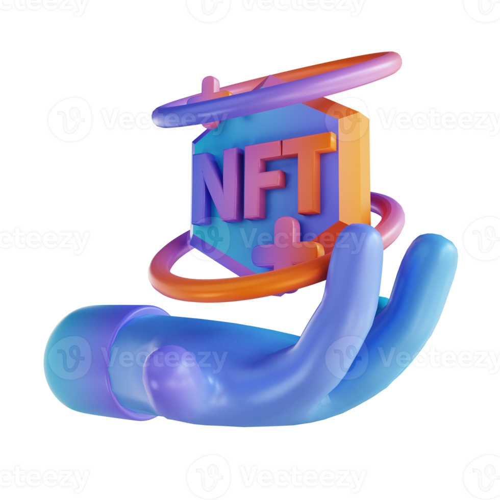 3D illustration hand and NFT png