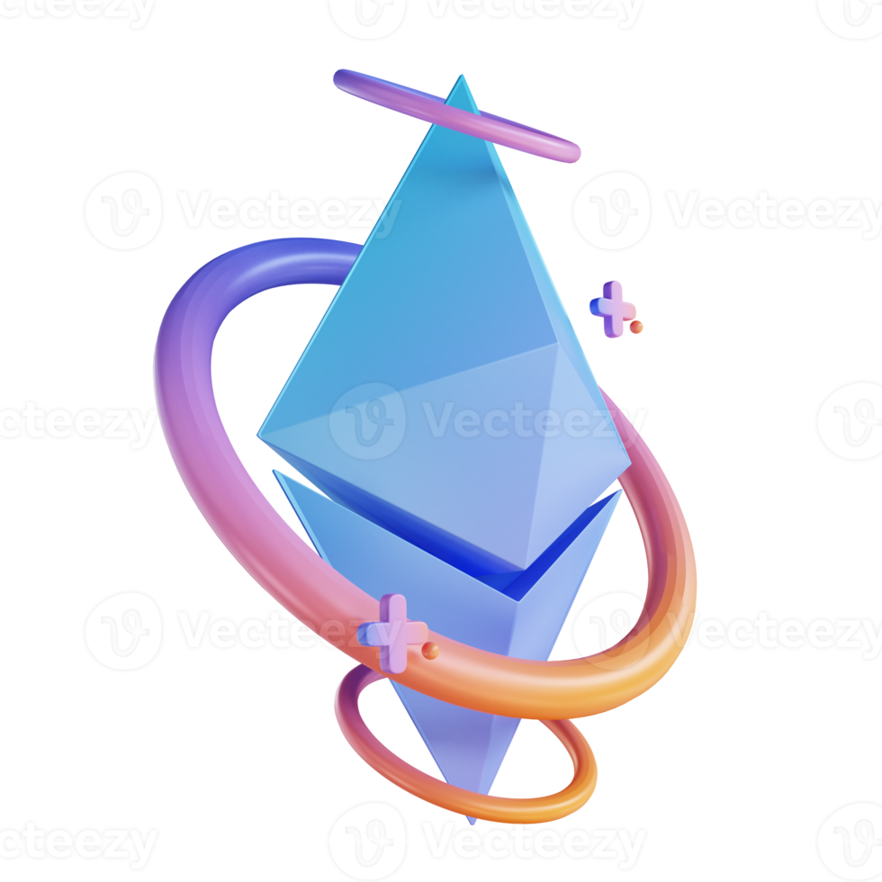 3D illustration Ethereum and ring png