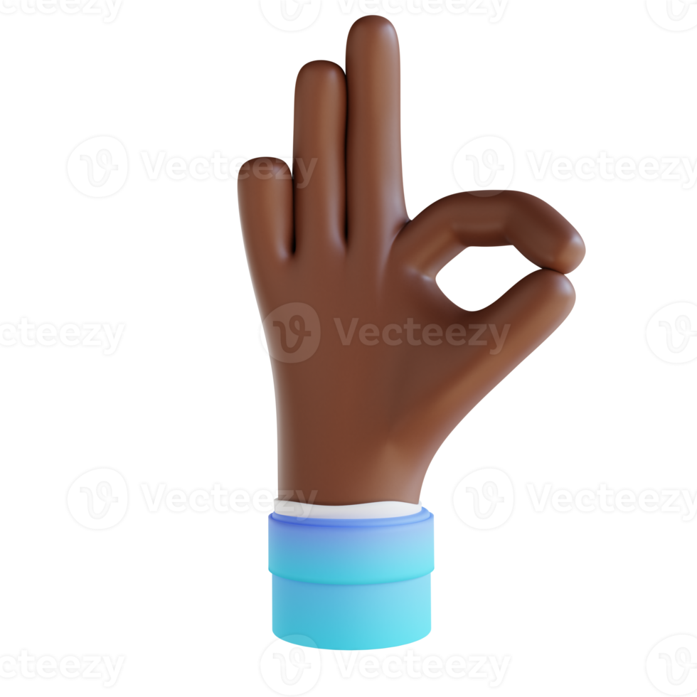 3D illustration showing ok hand gestures png