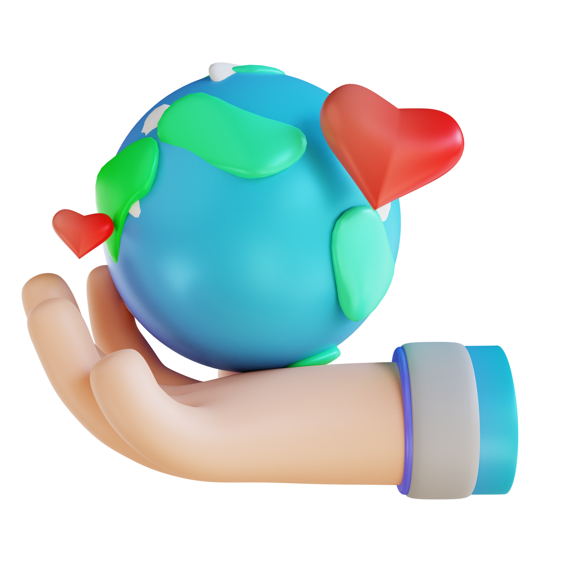 3D illustration hand and love earth 10851377 PNG