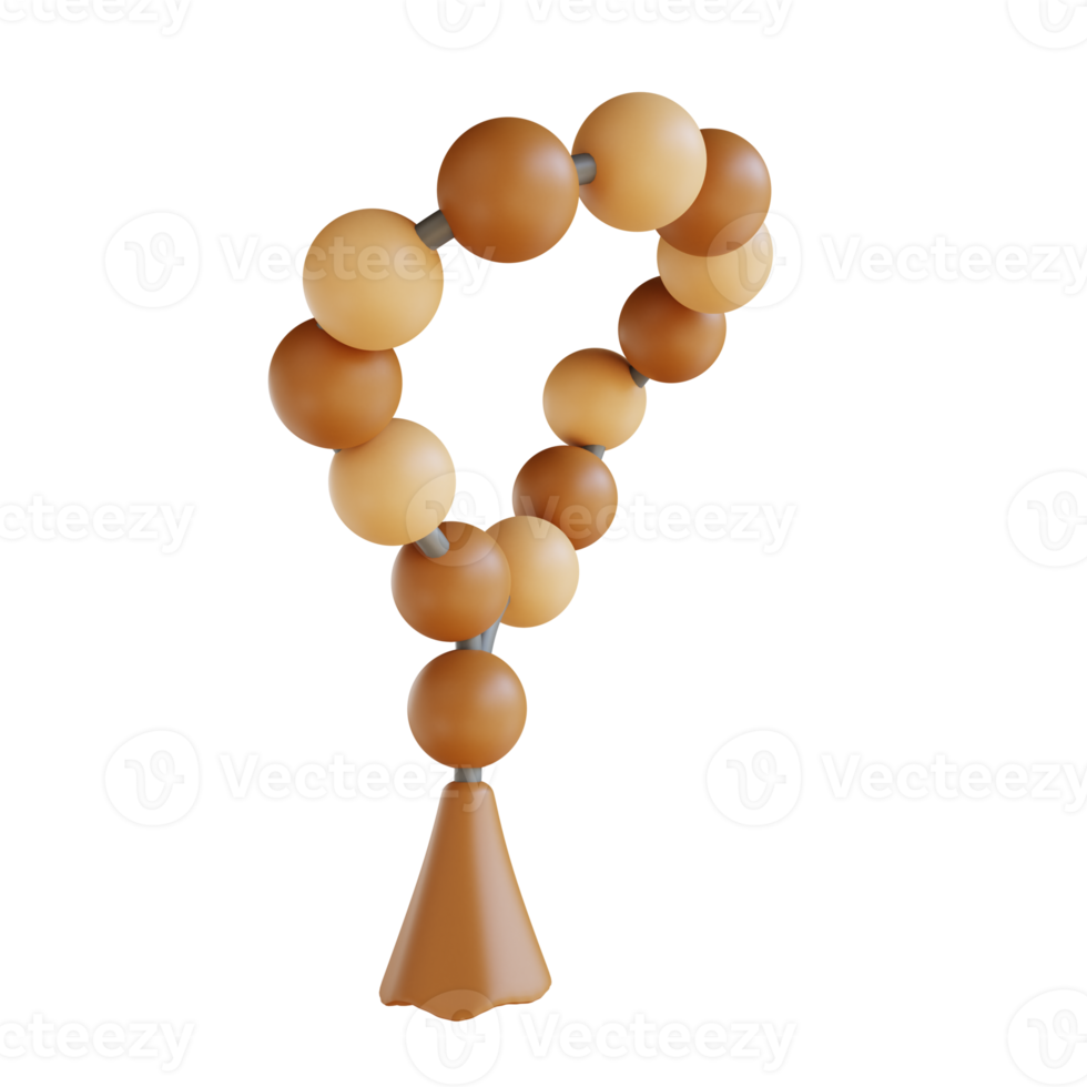 3D illustration prayer beads tasbih suitable for Ramadan png