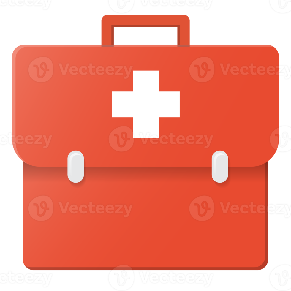 Medical bag icon or button in flat style isolated png