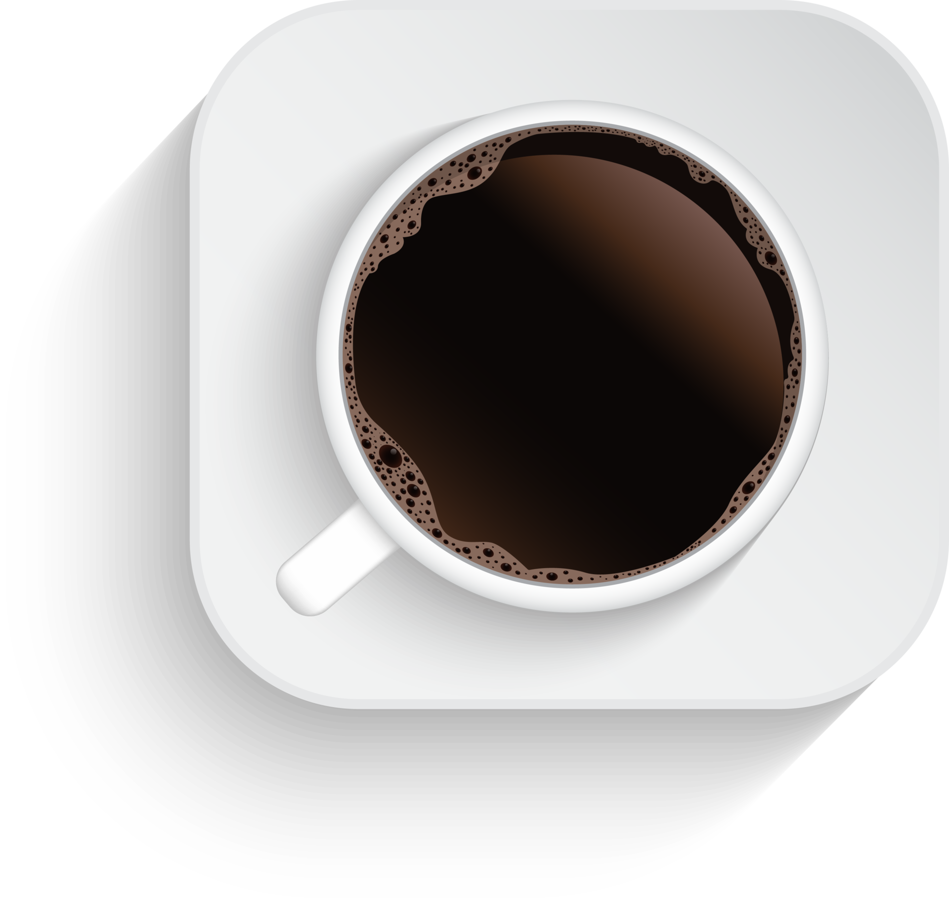 Realistic top view black coffee cup and saucer isolated. 10851406 PNG