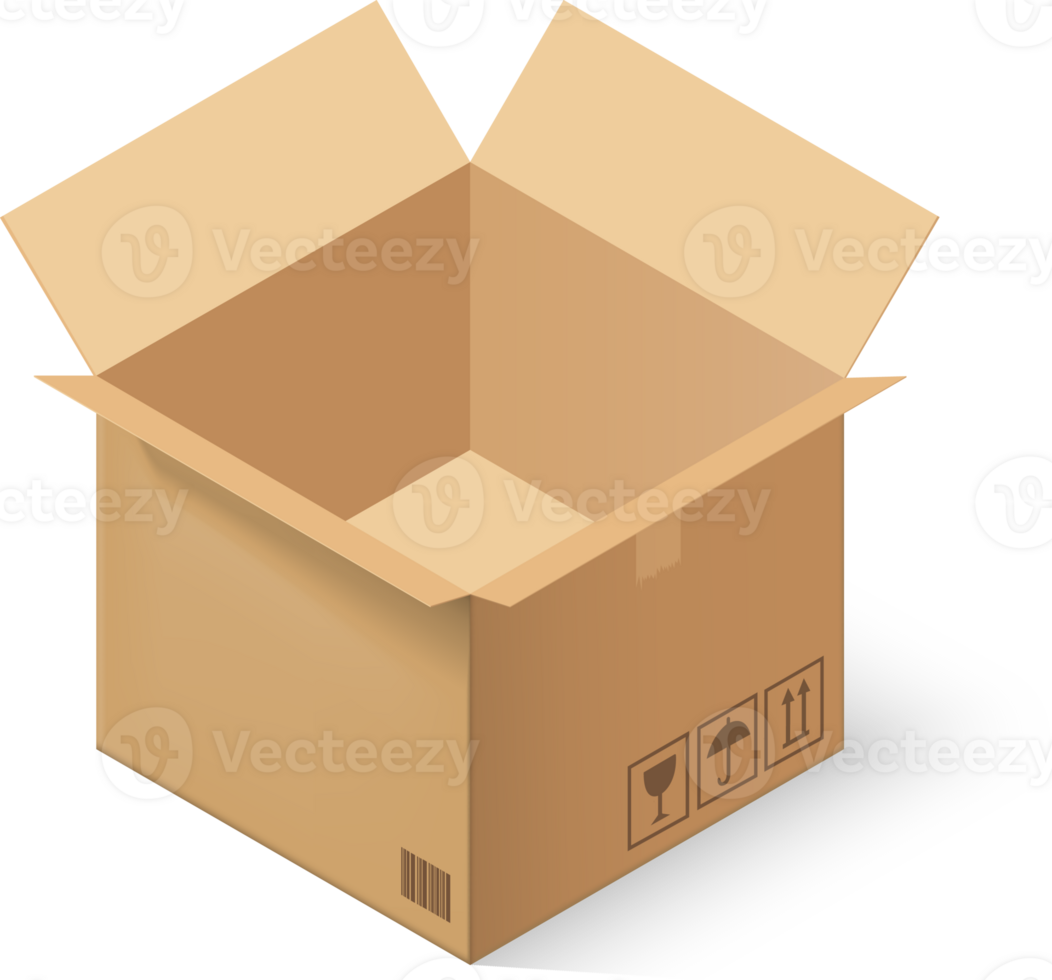 Empty cardboard box opened. png