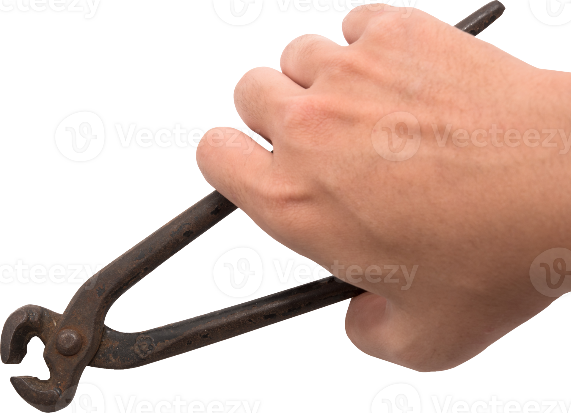 Man hand holding a wire cutter isolate 10851460 PNG