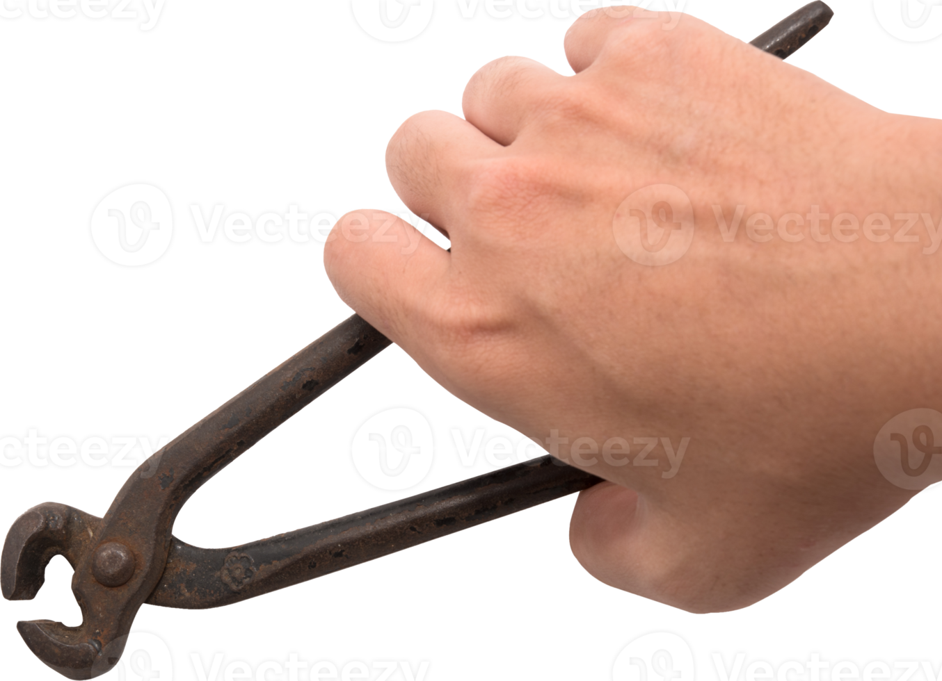 Man hand holding a  wire cutter isolate png