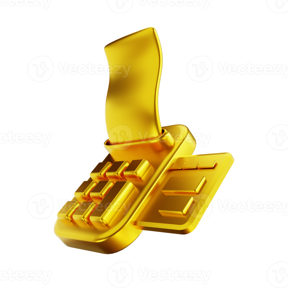 3D illustration golden order checkout png