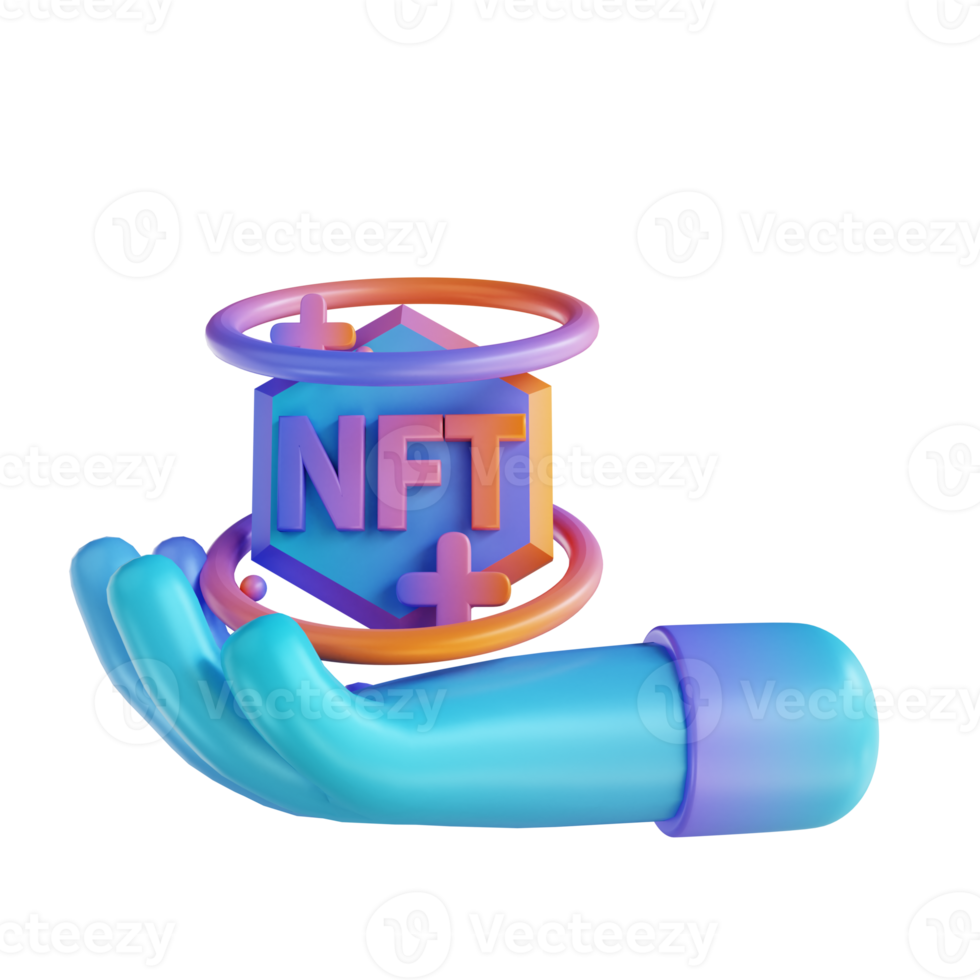 3D illustration hand and NFT png