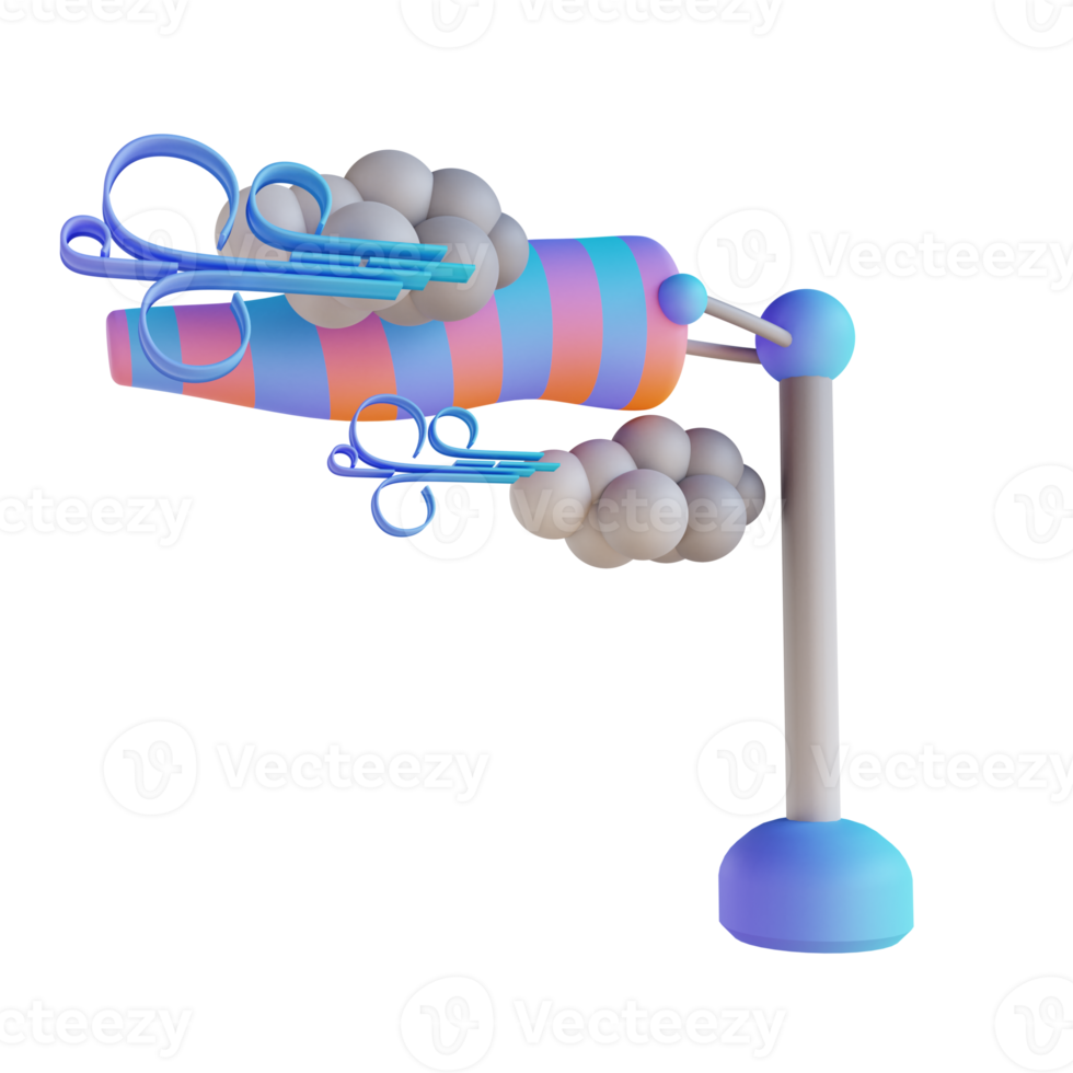 3d illustrazione vento direzione tasca con cloude png