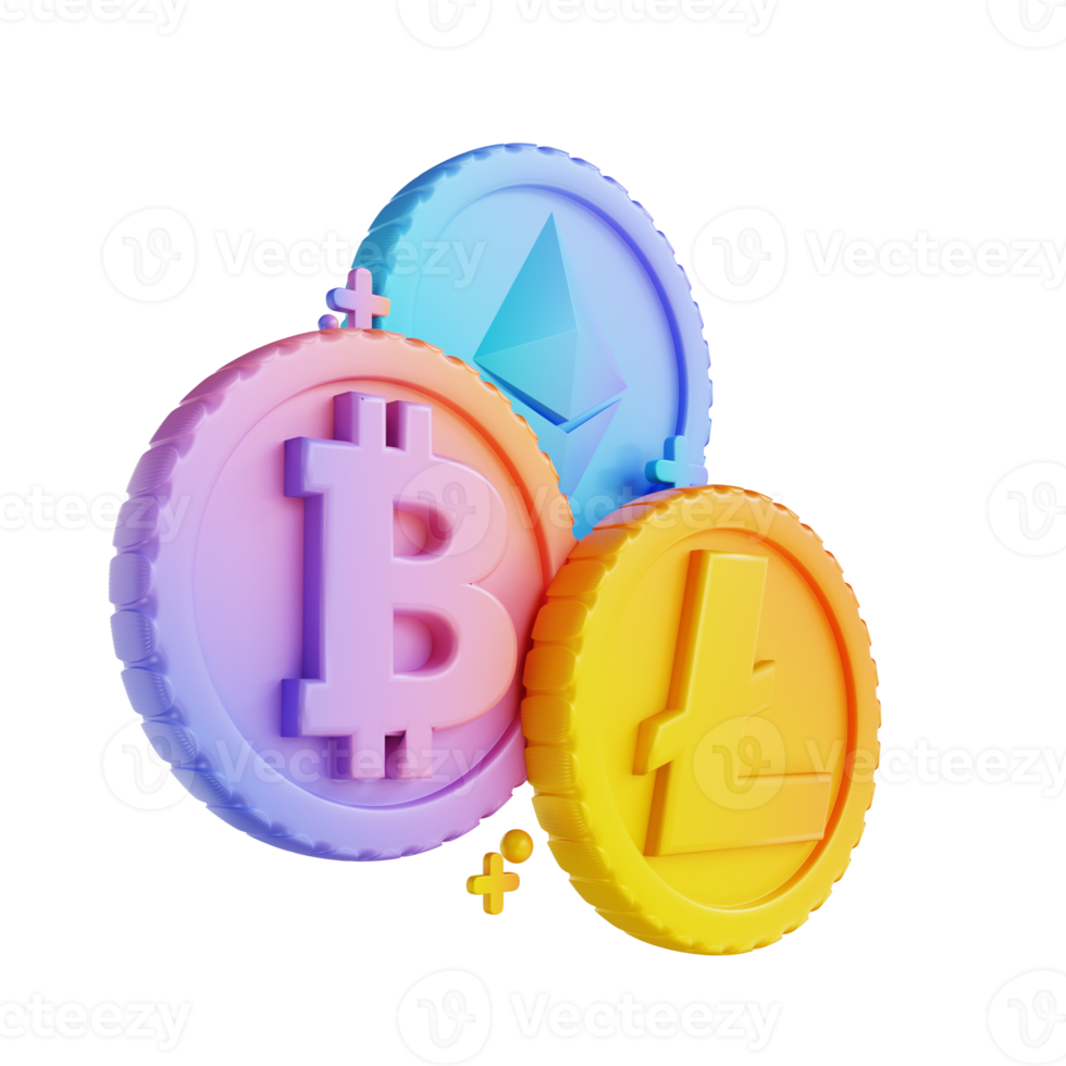 3D illustration cryptocurrency png