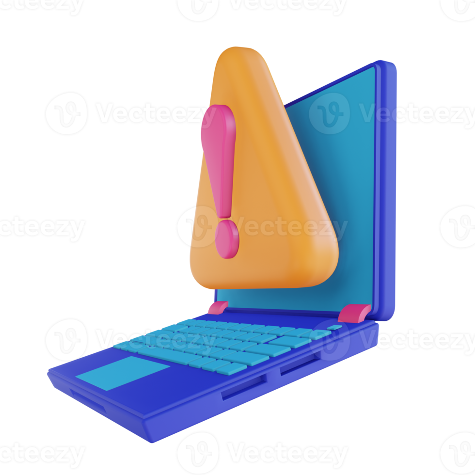 3D illustration laptop code error png