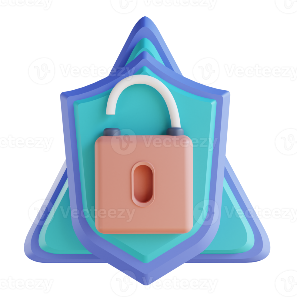 3D illustration protect security unlock png