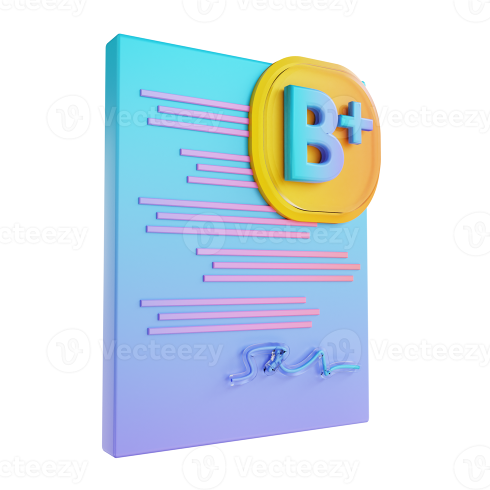 3D illustration colorful assignment report card png