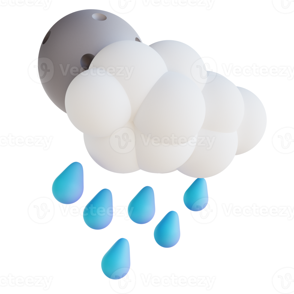 illustration 3d nuit de fortes pluies png