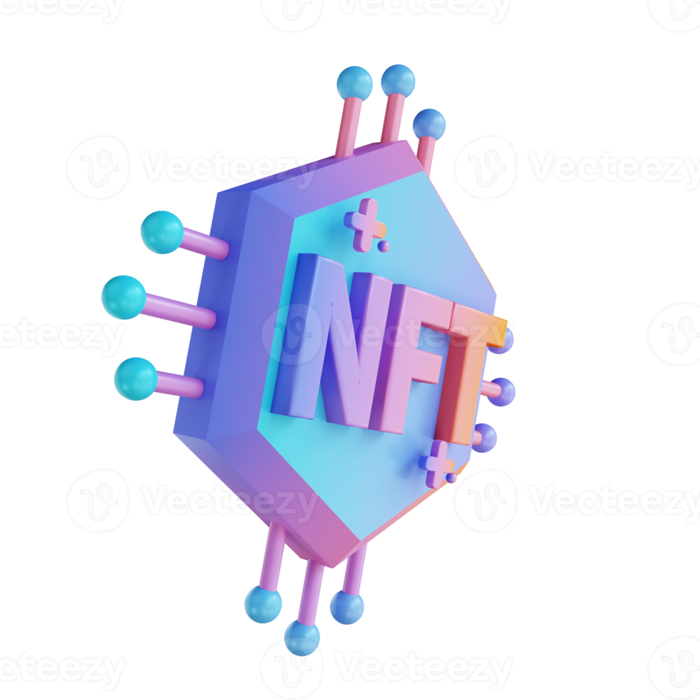 3D illustration NFT Ethereum processor png