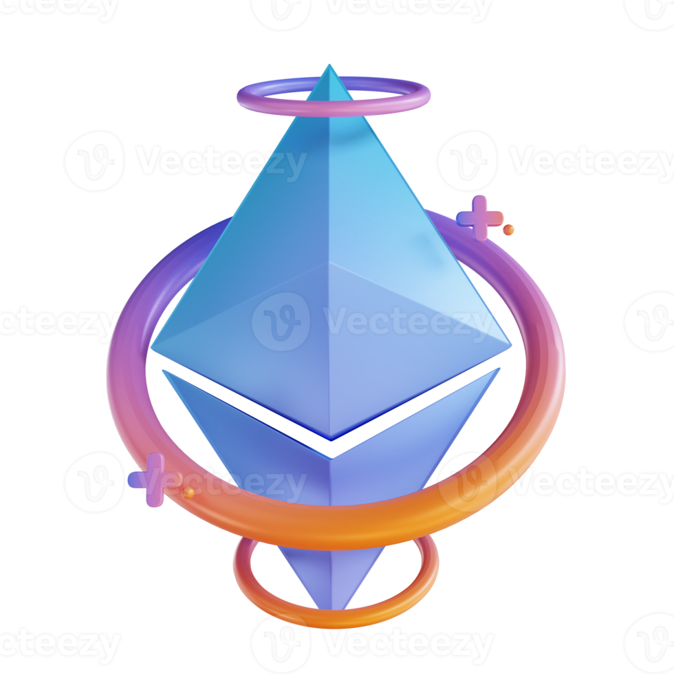 3D illustration Ethereum and ring png