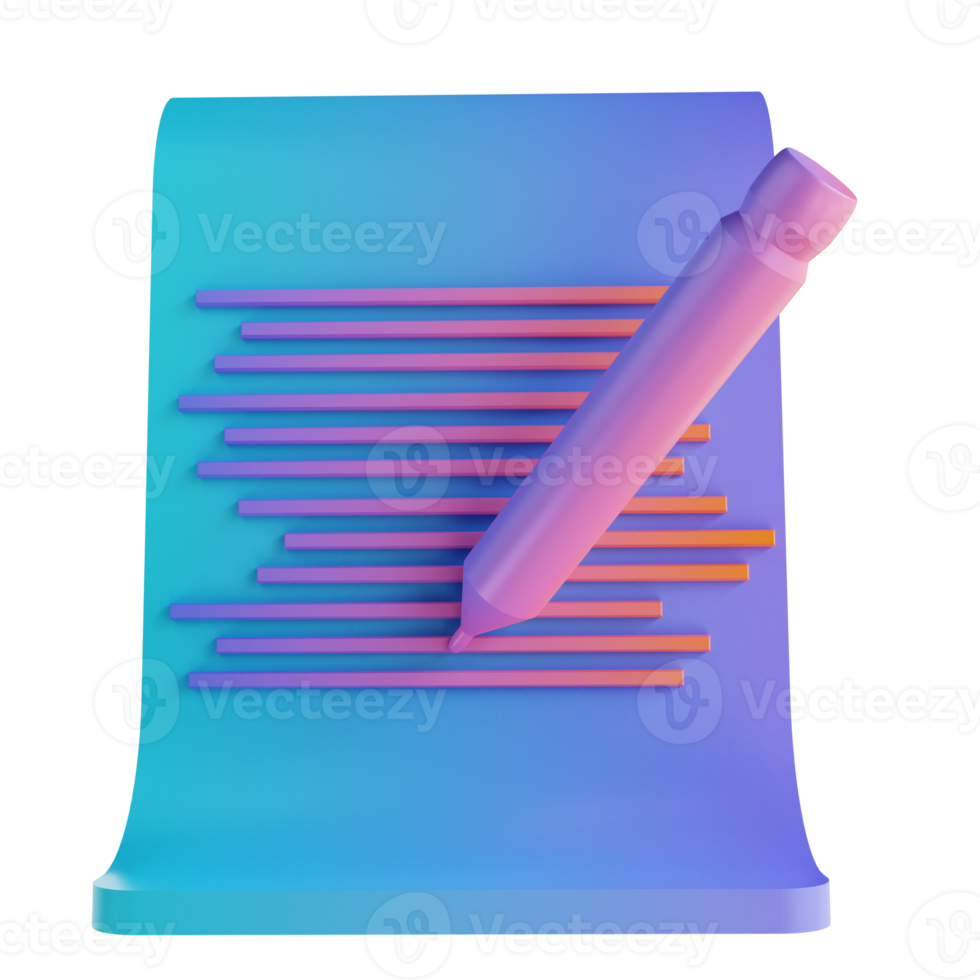 feuille de note colorée d'illustration 3d png