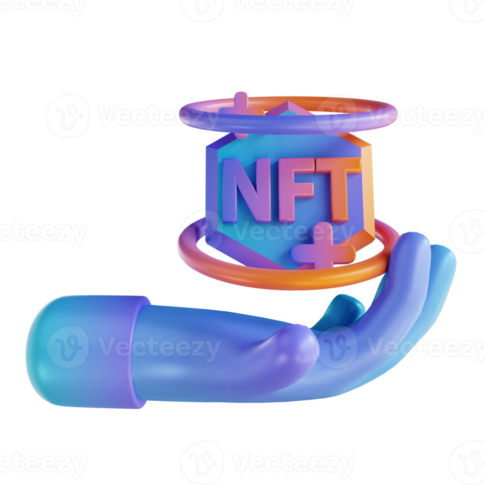 3D illustration hand and NFT png