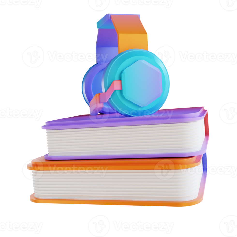 3D illustration colorful audio headset book png
