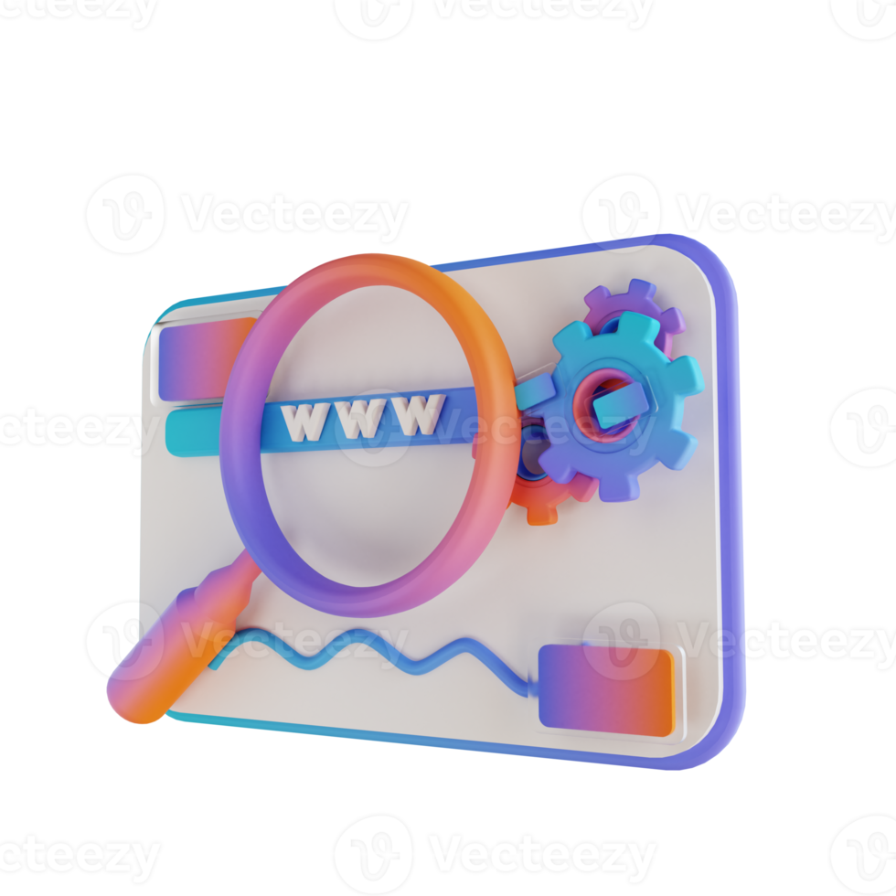 3D illustration data search and magnifying glass png