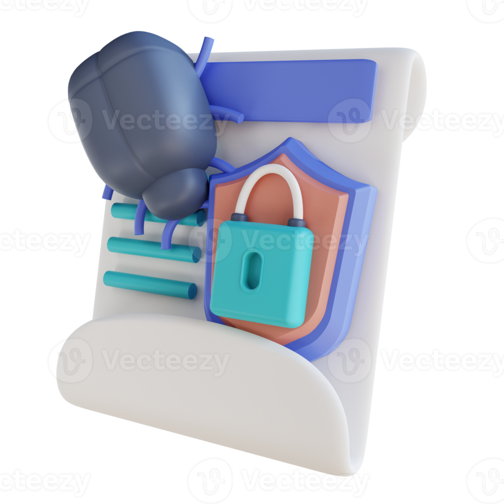 3D illustration virus document security png