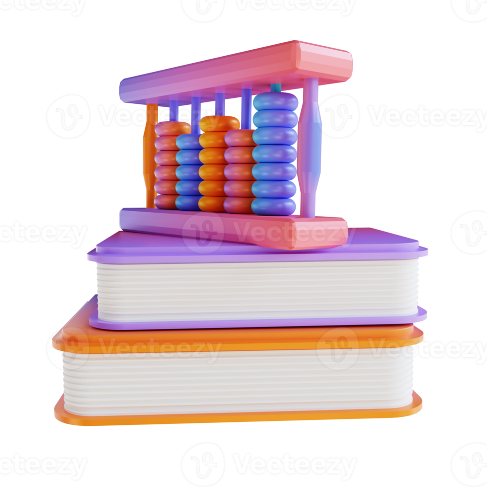 3D illustration colorful abacus and book png