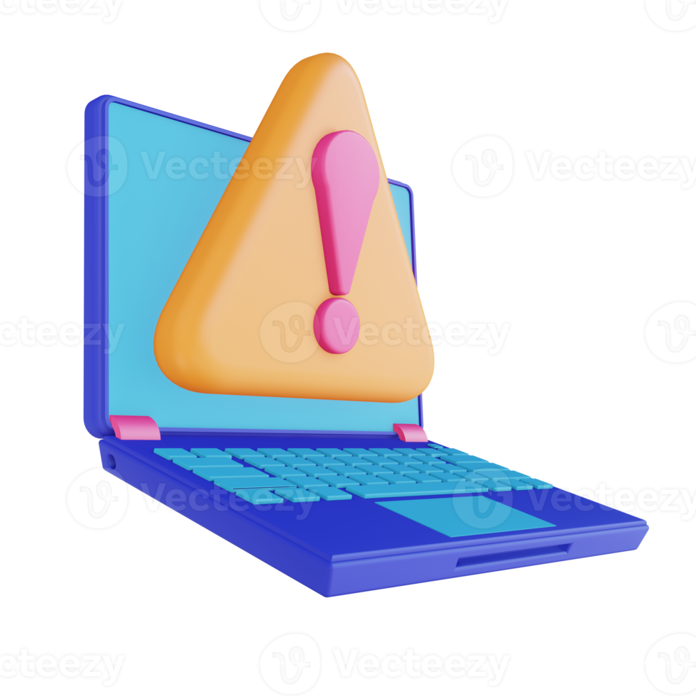 3D illustration laptop code error png