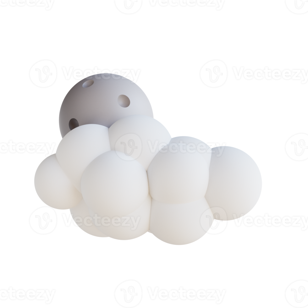 3D illustration cloudy moon png