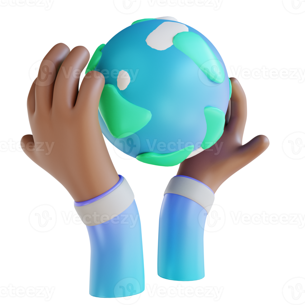 3D illustration love the earth and hands png