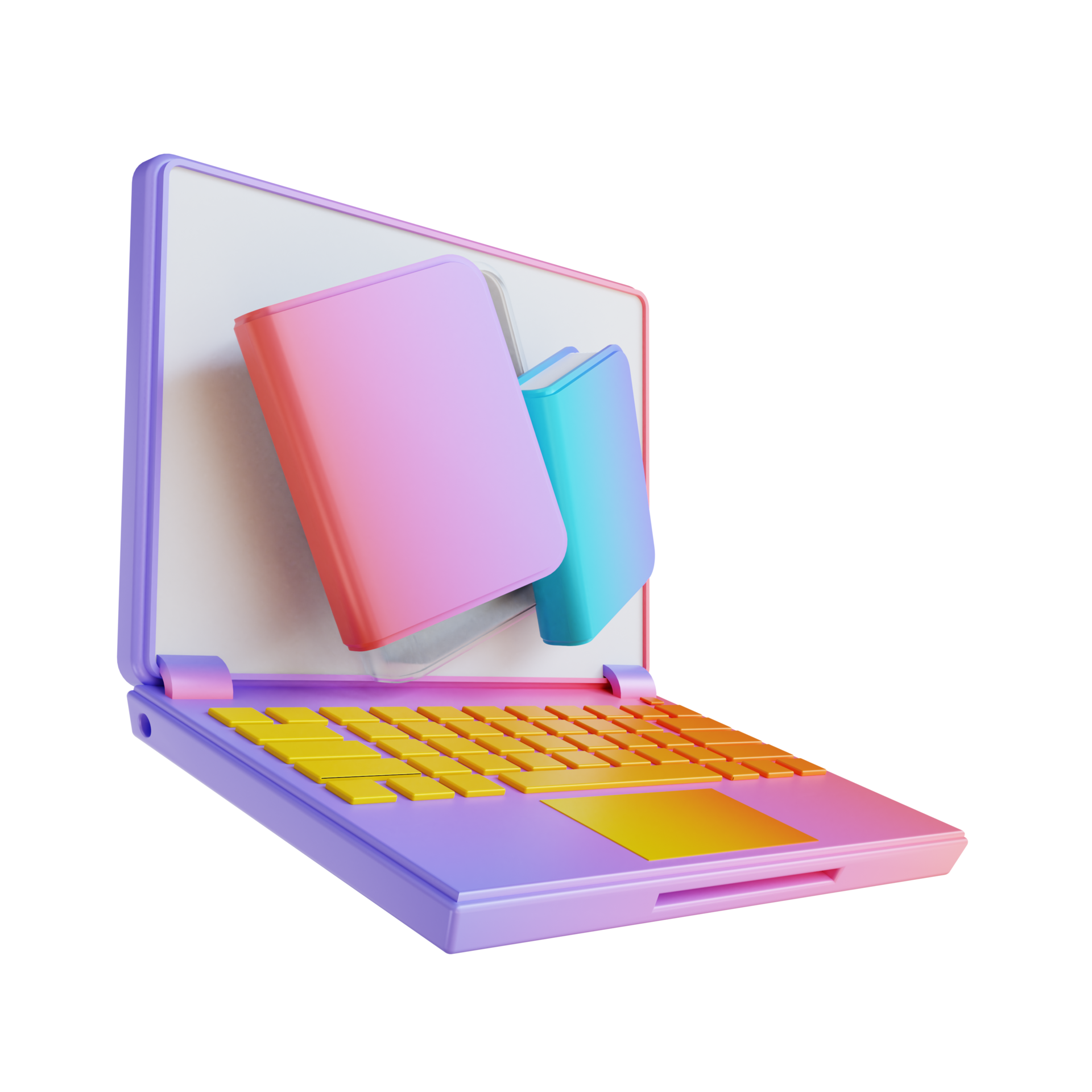 3D illustration colorful laptop and book 10851674 PNG