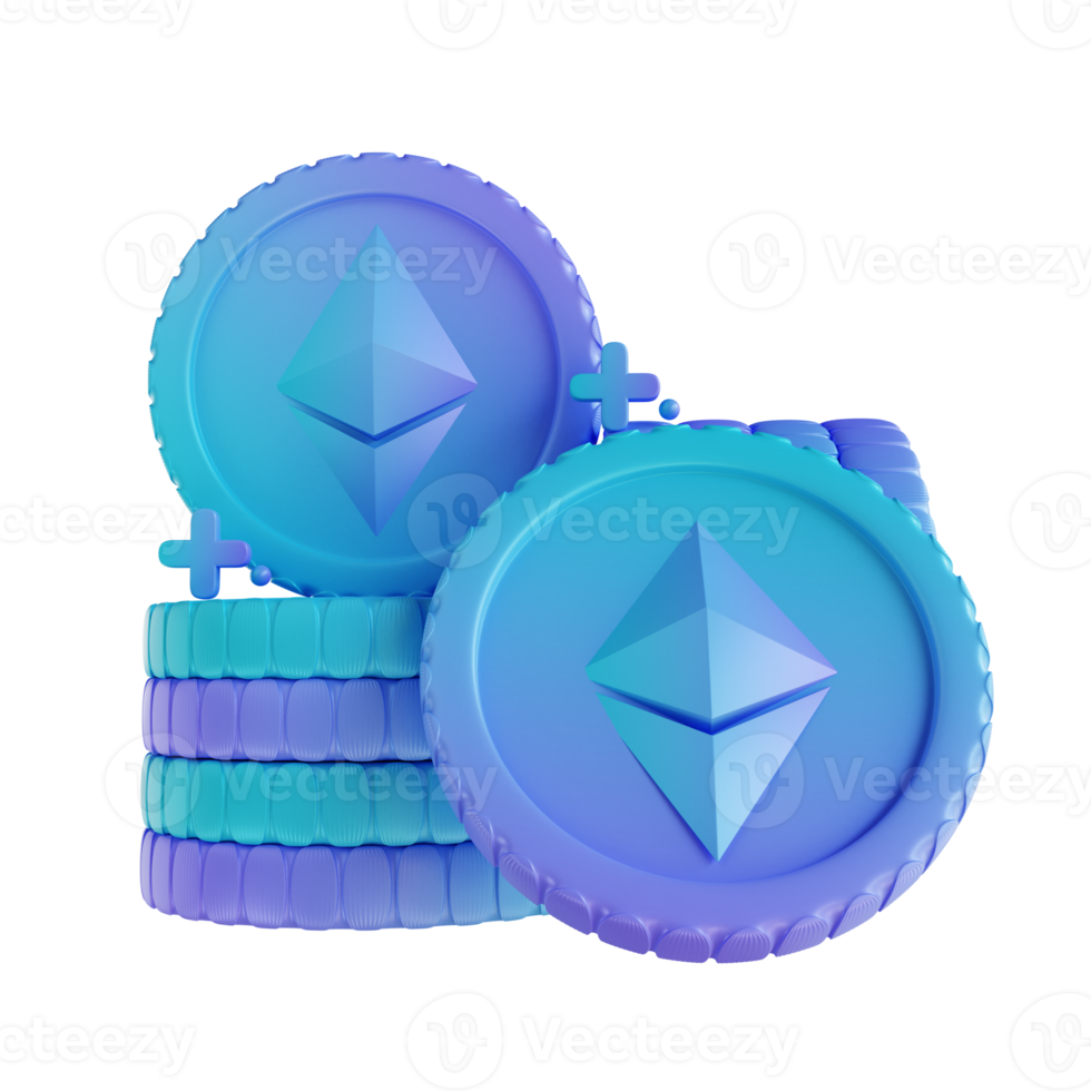 3D illustration coin Ethereum png