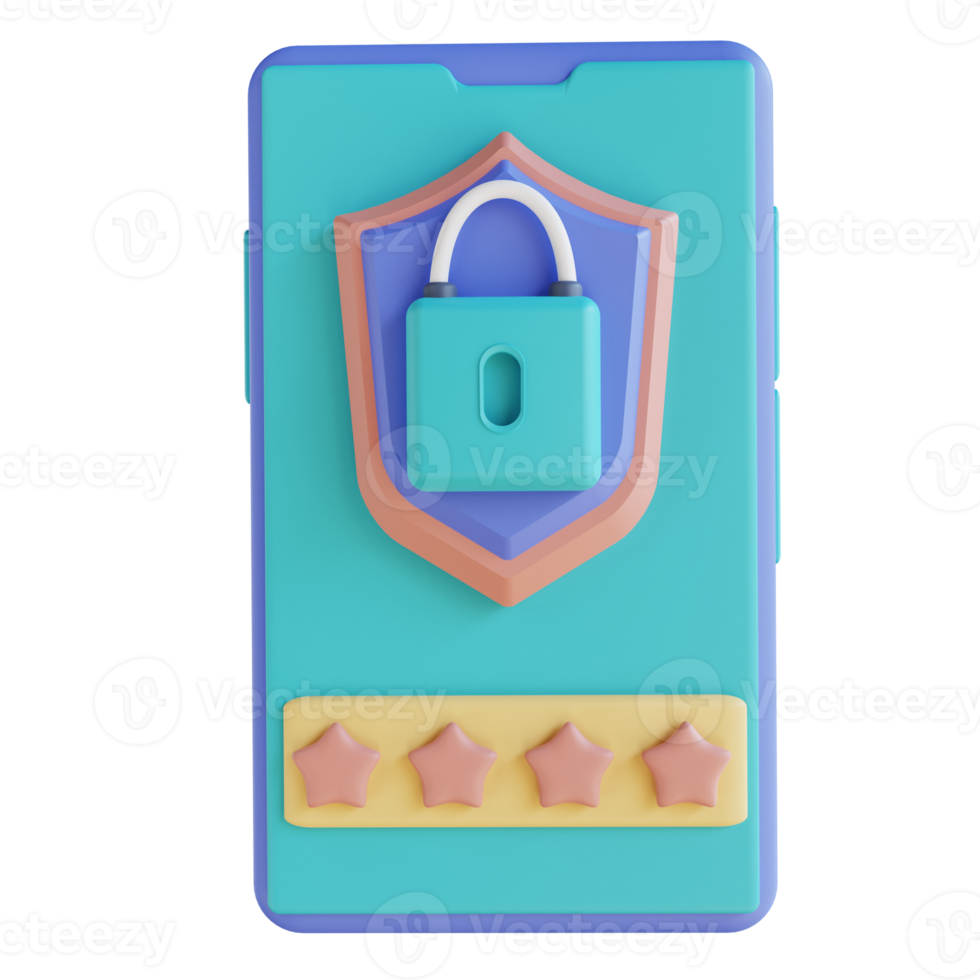 3D illustration mobile password lock png