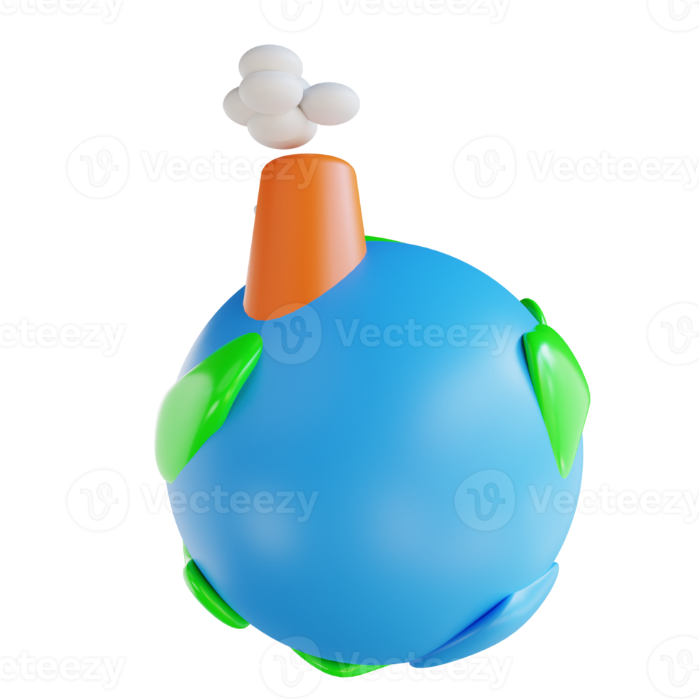 ilustração 3D poluição do ar e da terra ecologia adequada png