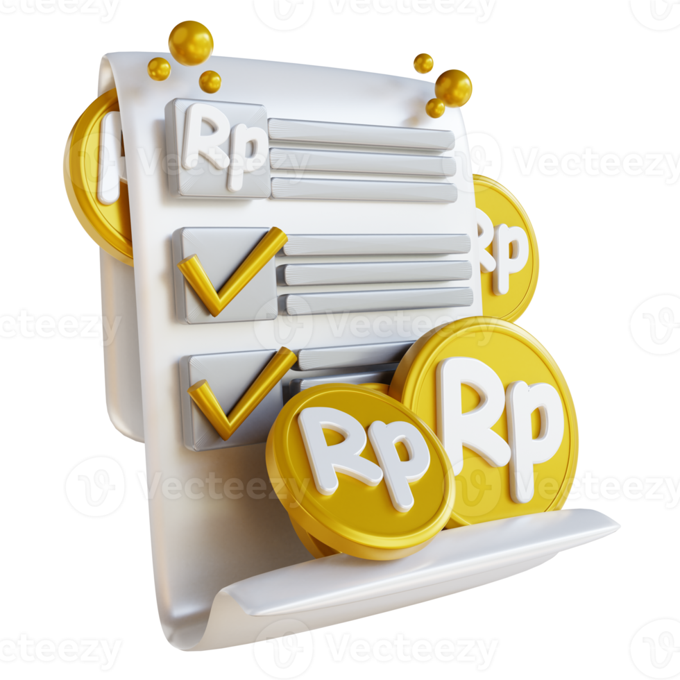 3D illustration Indonesian money document png