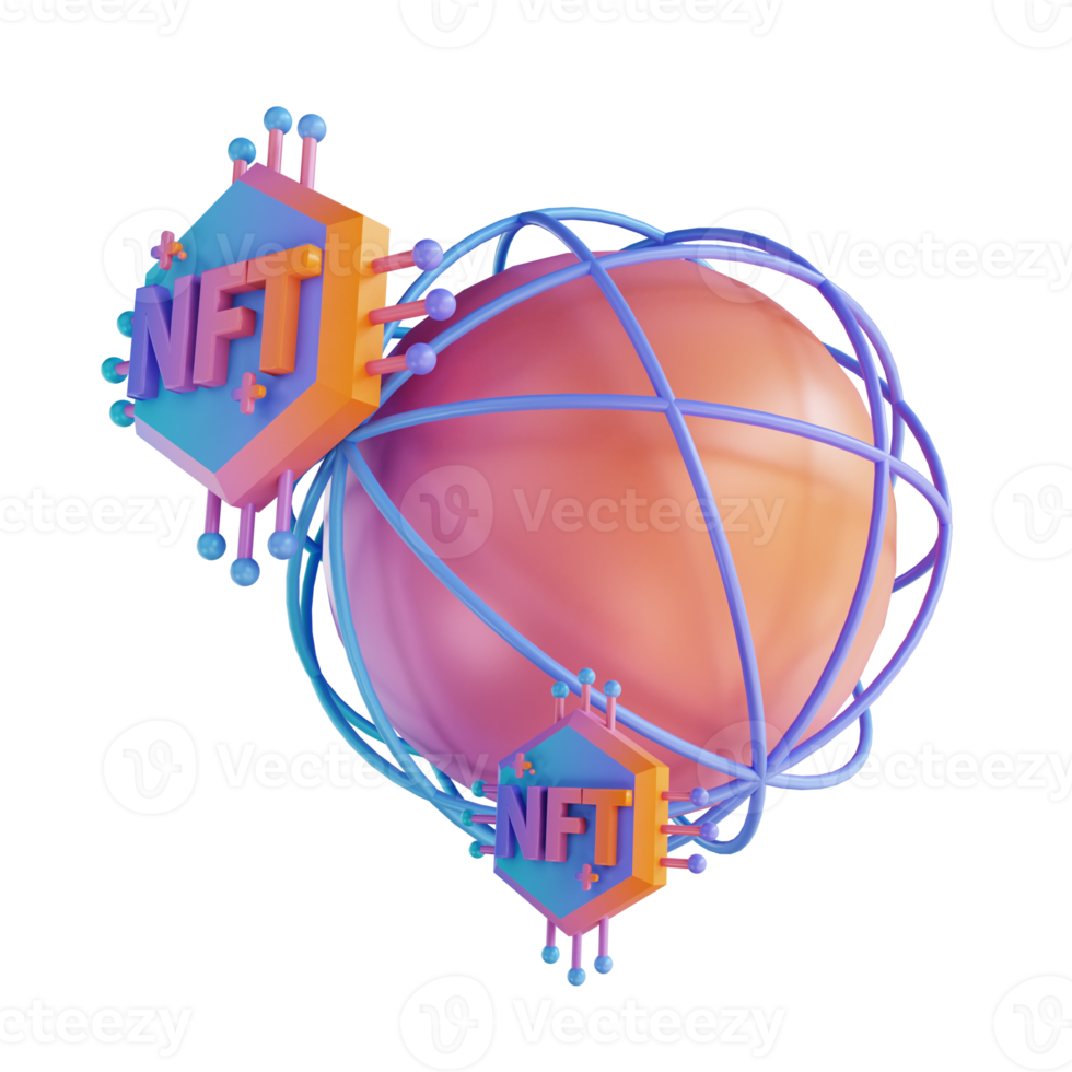 3D illustration global NFT png