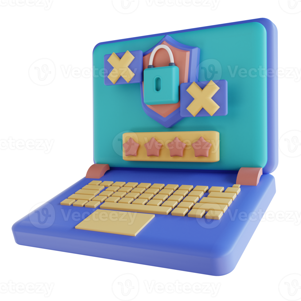 3D illustration wrong laptop password png