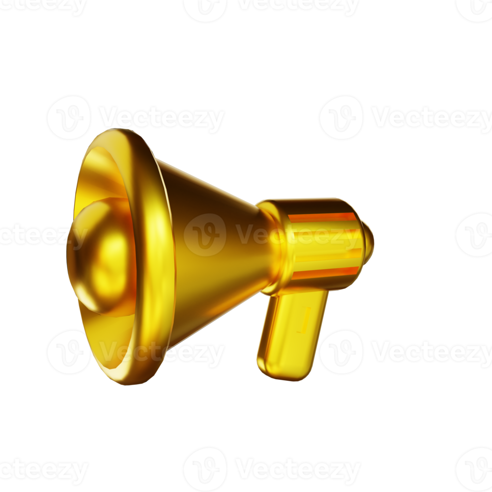 3D illustration golden megaphone png