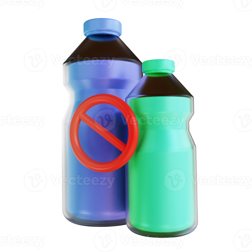 3D illustration reduce plastic bottles png