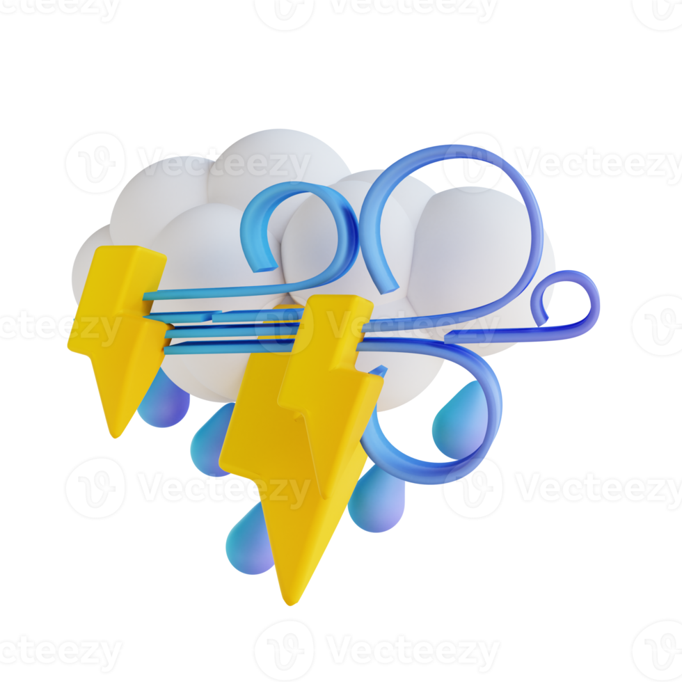 3d illustratie stormachtig nacht regen bliksem png