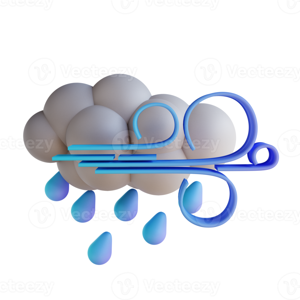 3D illustration stormy rain png