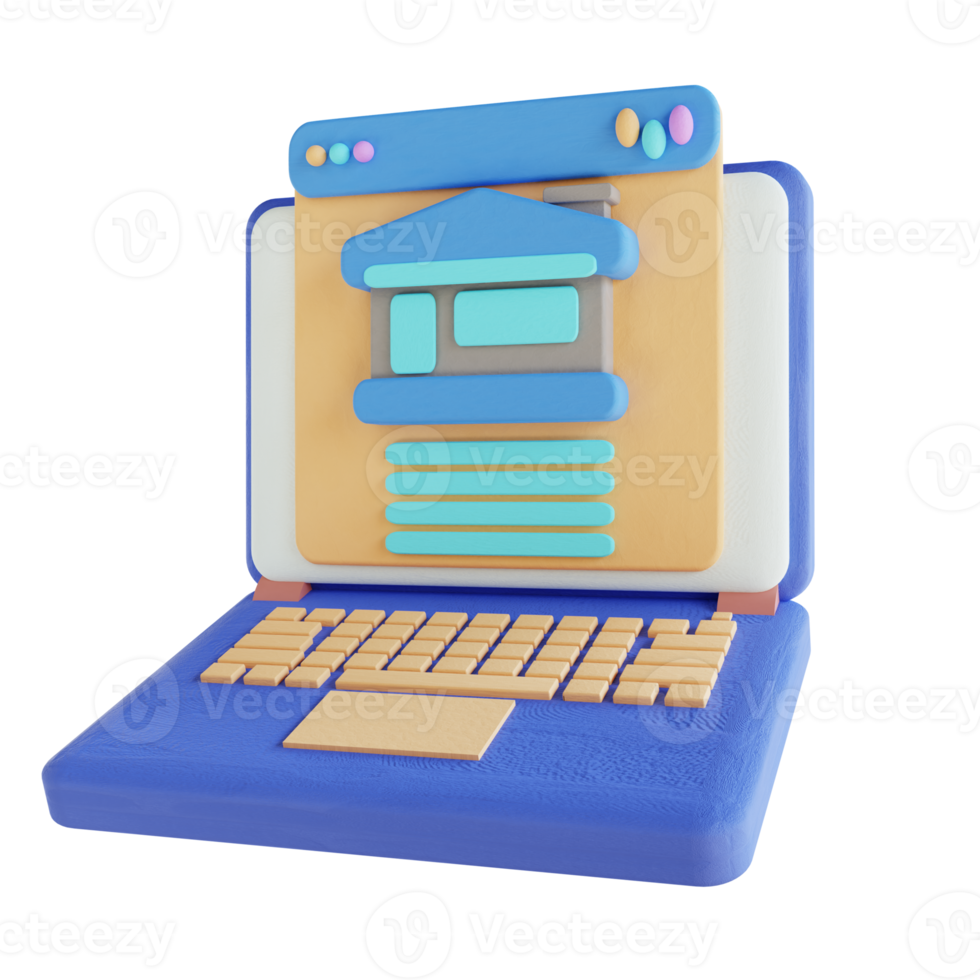 3d illustrazione il computer portatile e vero tenuta sito web png