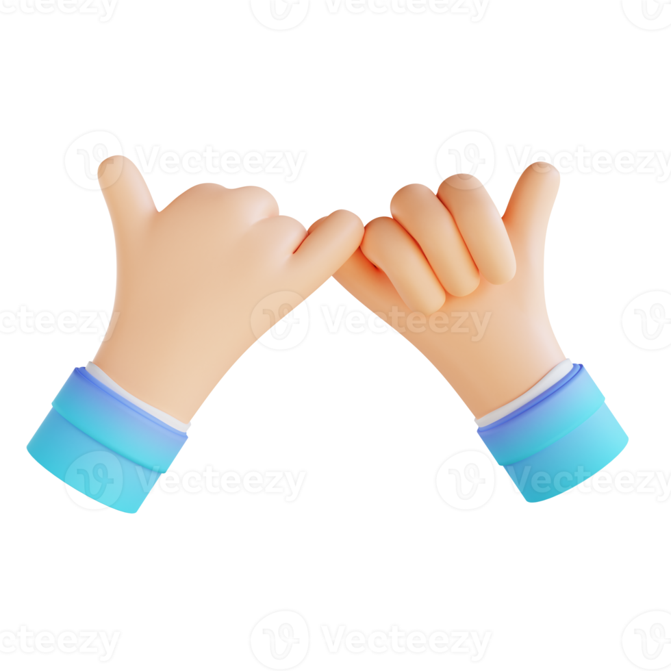 3D illustration showing promise hand gestures png