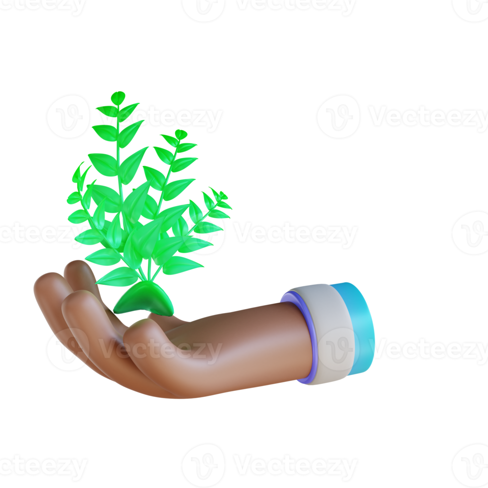 3D illustration hand and save plants png